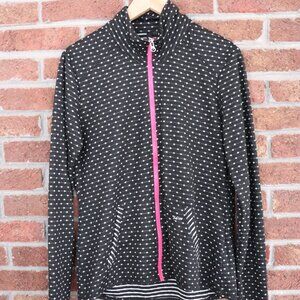 KD110 Lightwetweight Sweater * Full Zip * Black White Polka Dot * Medium